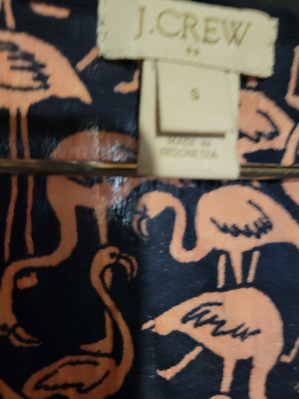 J. Crew Navy Tunic/Cover-up  with Coral Flamingo Print SZ S - Picture 2 of 3